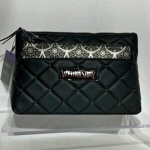 NWT Wednesday x Primark Makeup Bag Black Zippered 80539
